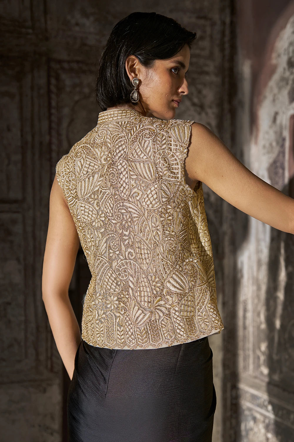 Embroidered Sleeveless Top