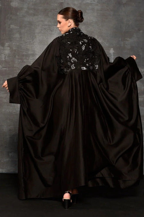 Black Cotton Silk Kaftan