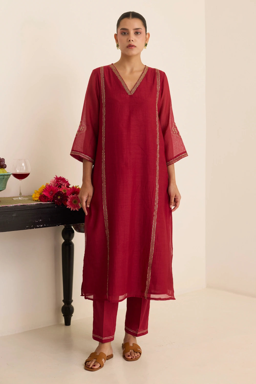 Claret Dream Chanderi Kurta Set