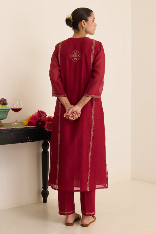 Claret Dream Chanderi Kurta Set