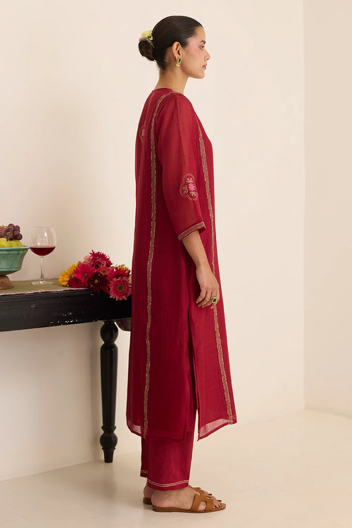 Claret Dream Chanderi Kurta Set