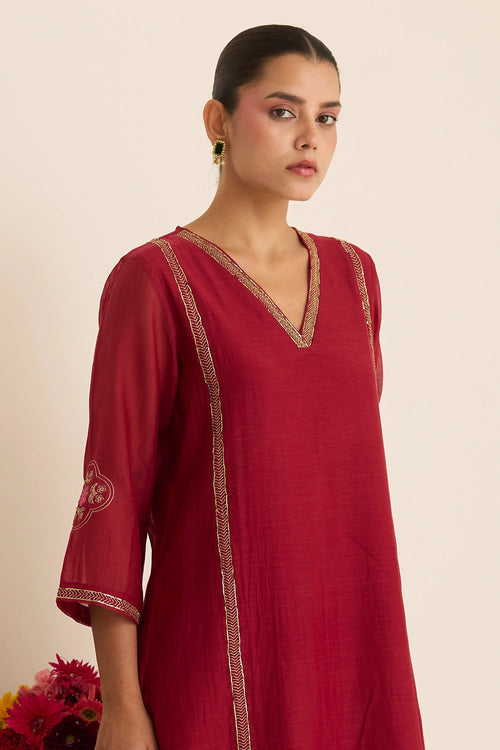 Claret Dream Chanderi Kurta Set