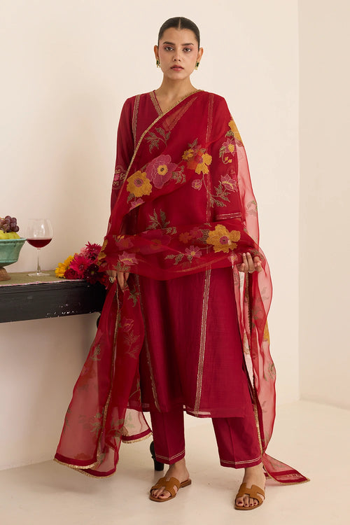 Claret Dream Chanderi Kurta Set