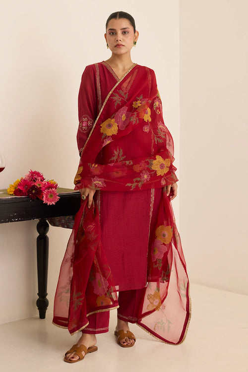 Claret Dream Chanderi Kurta Set