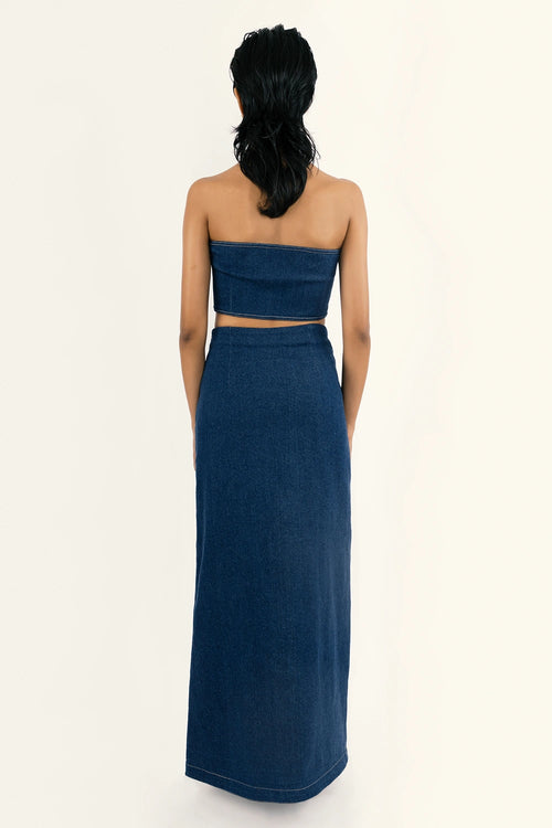 Bandeau Top and Diagonal Slit Skirt
