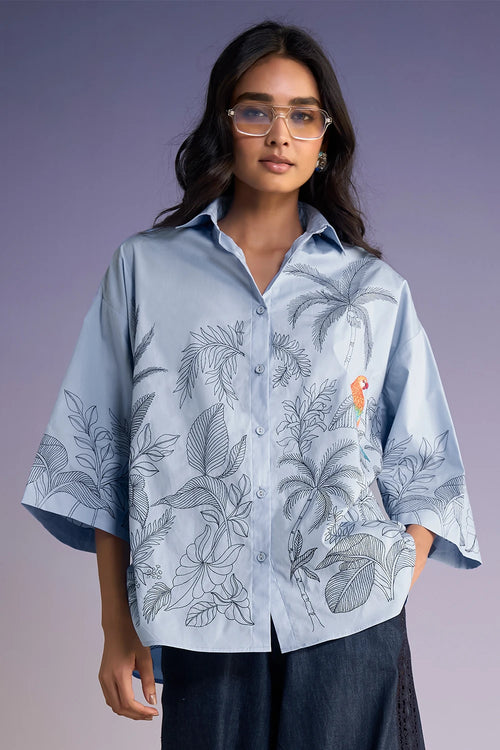 Jardin Embroidered Boxy Shirt