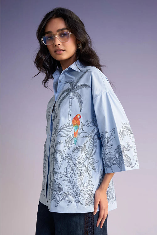 Jardin Embroidered Boxy Shirt
