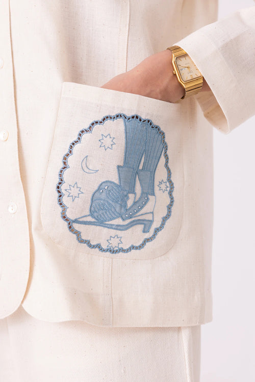 Alma Off White Handwoven Shacket