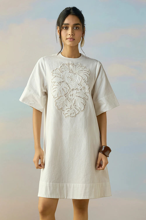Cutwork Embroidered Denim Dress