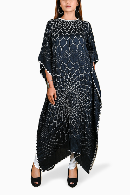 Black Three Flowers Kaftan