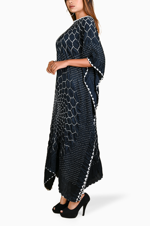 Black Three Flowers Kaftan