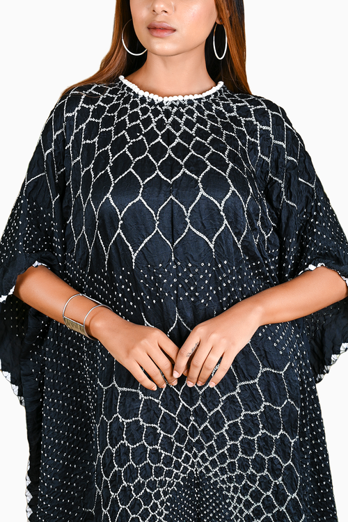 Black Three Flowers Kaftan