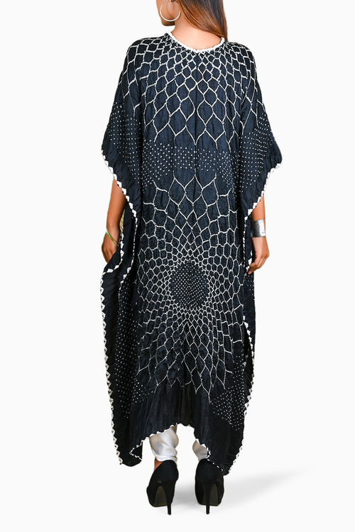 Black Three Flowers Kaftan