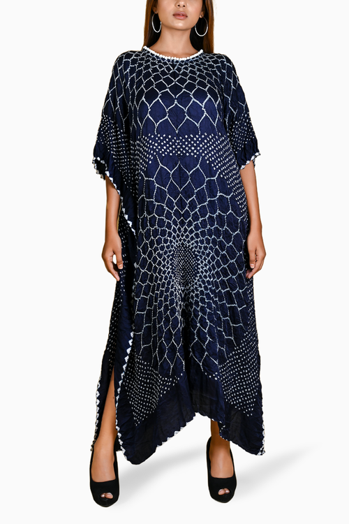 Blue Three Flowers Kaftan