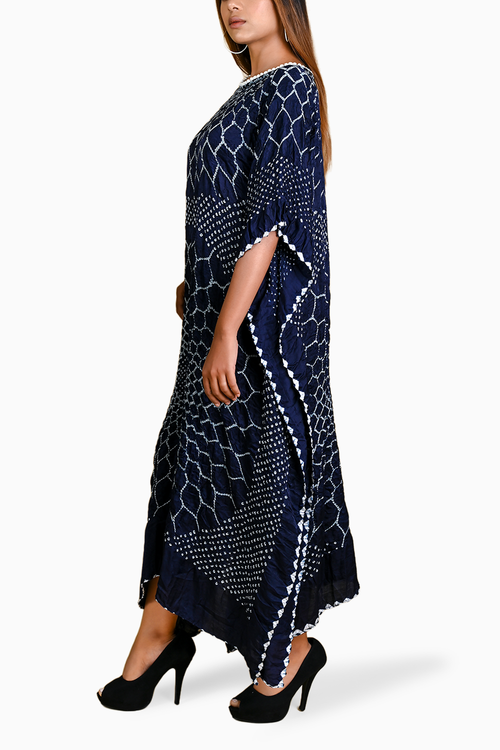 Blue Three Flowers Kaftan