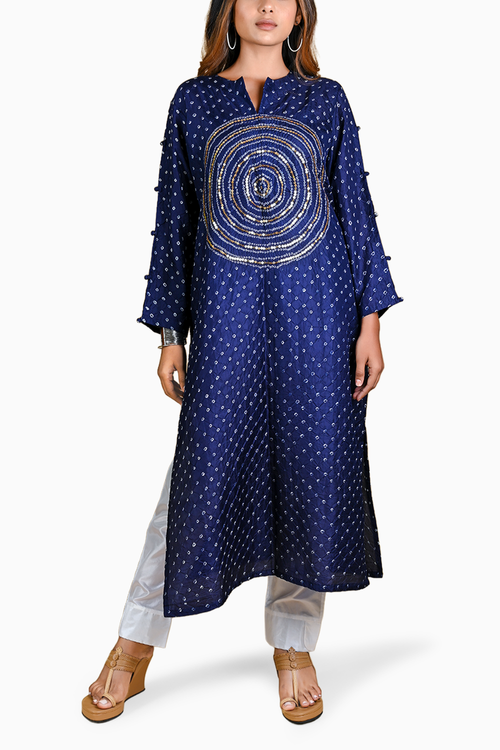 Blue Circle Sequence Kurta