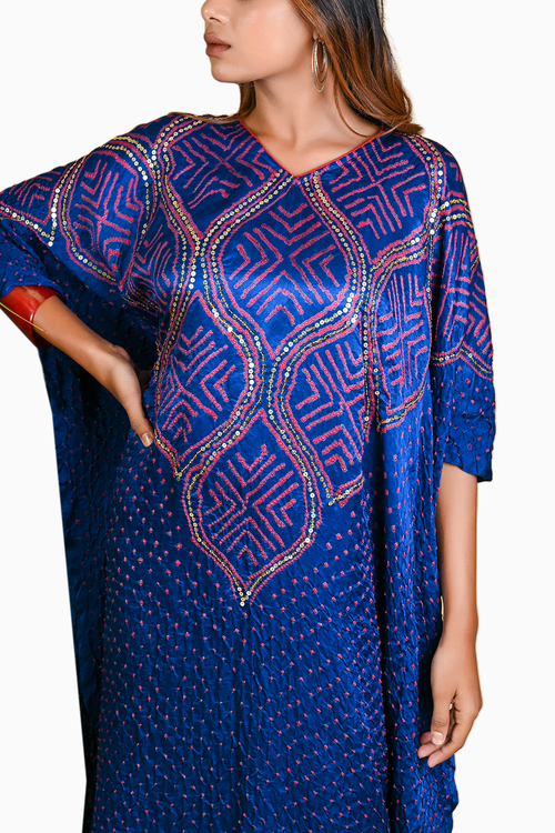 Blue Wave Sequence Kaftan Set
