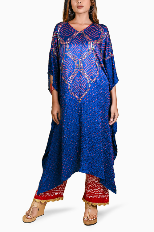 Blue Wave Sequence Kaftan Set