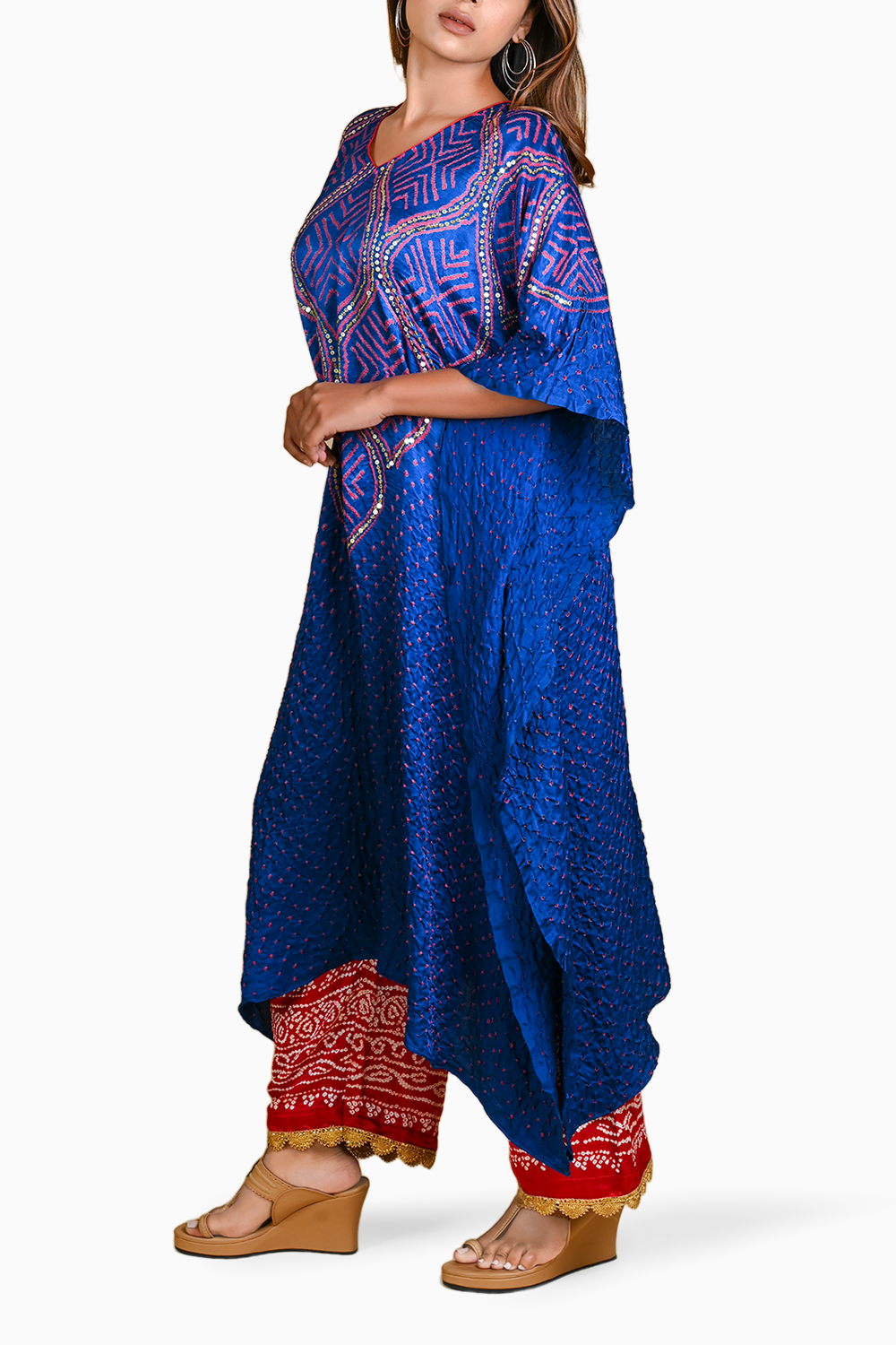 Blue Wave Sequence Kaftan Set