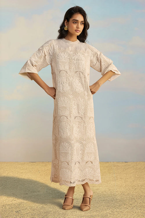 Cutwork Embroidered Scalloped Maxi