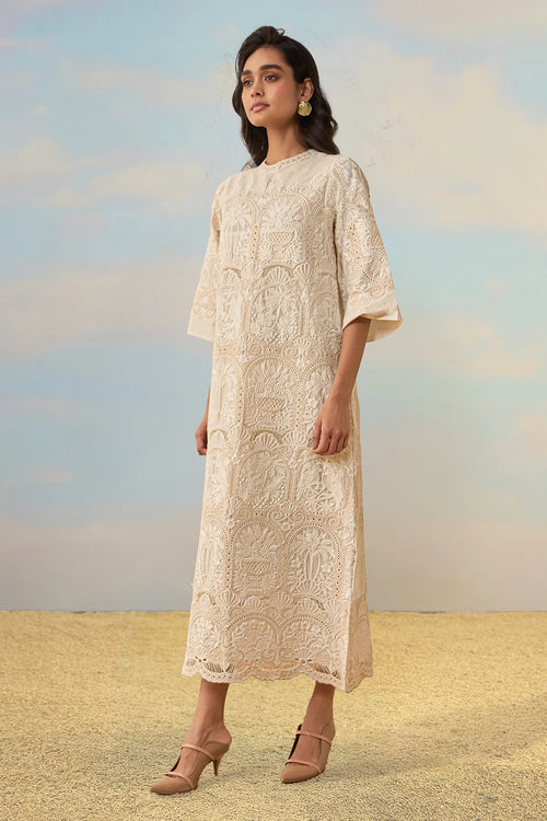 Cutwork Embroidered Scalloped Maxi