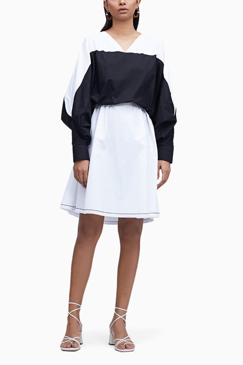 Echo Black and White Cotton Landscape Dress