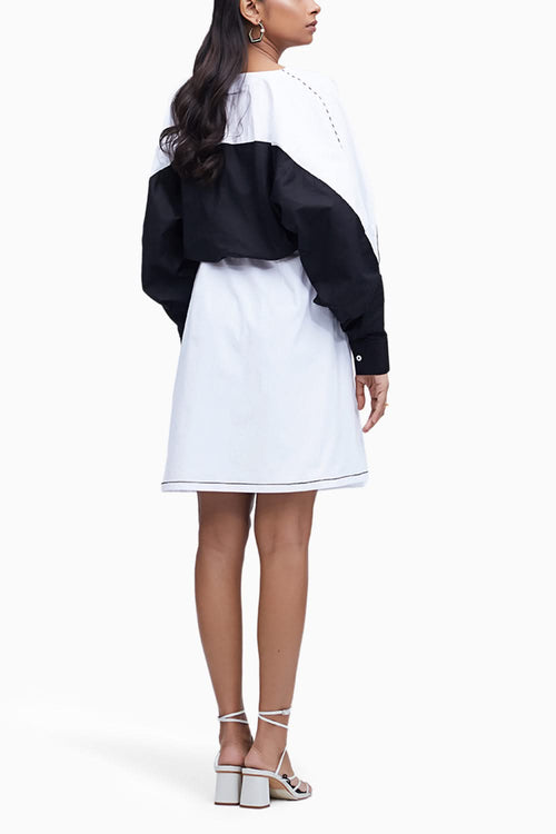 Echo Black and White Cotton Landscape Dress