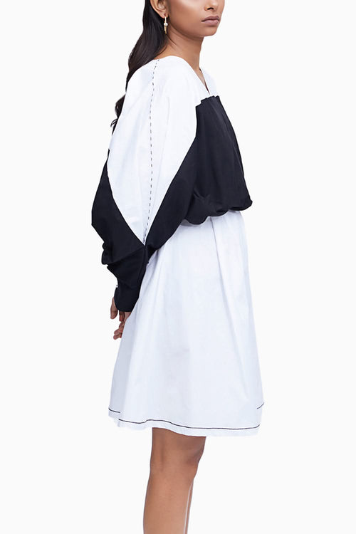 Echo Black and White Cotton Landscape Dress