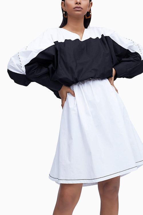 Echo Black and White Cotton Landscape Dress
