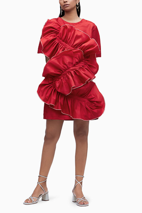 Echo Red Eroded Taffeta Dress
