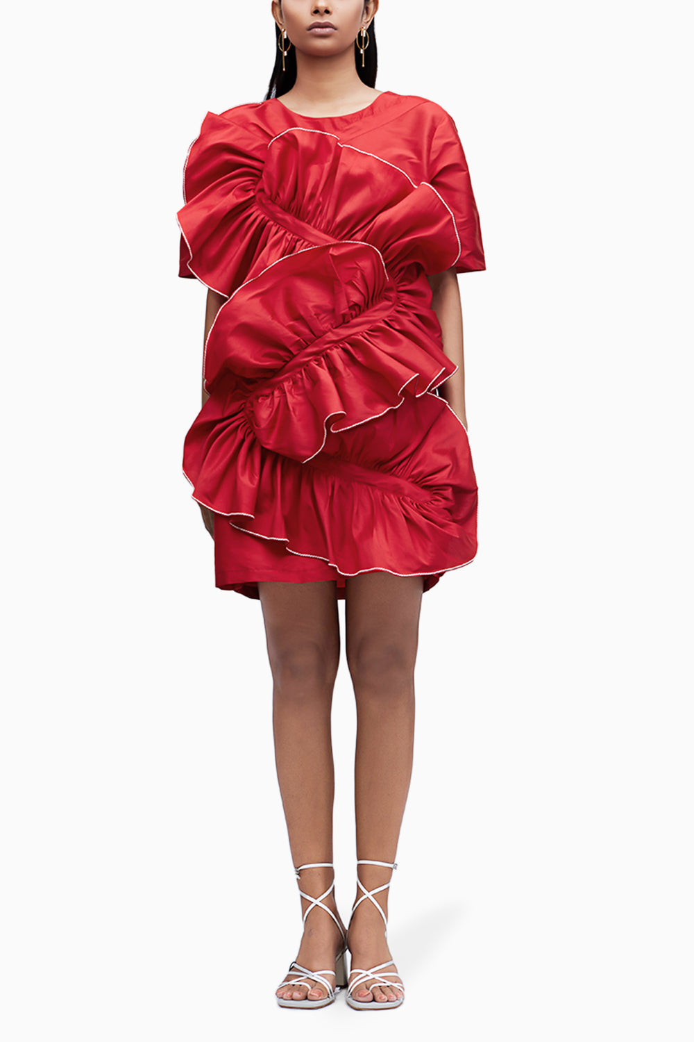 Echo Red Eroded Taffeta Dress