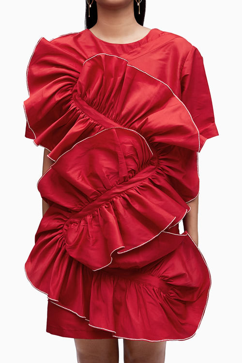 Echo Red Eroded Taffeta Dress
