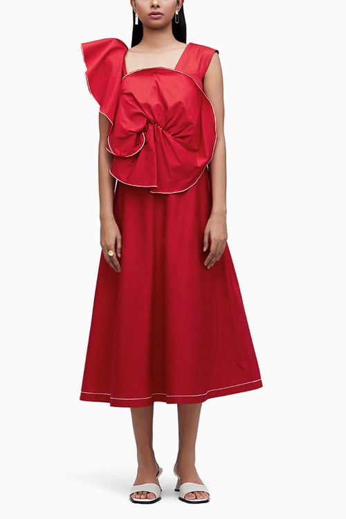 Echo Red Cotton Mesa Dress