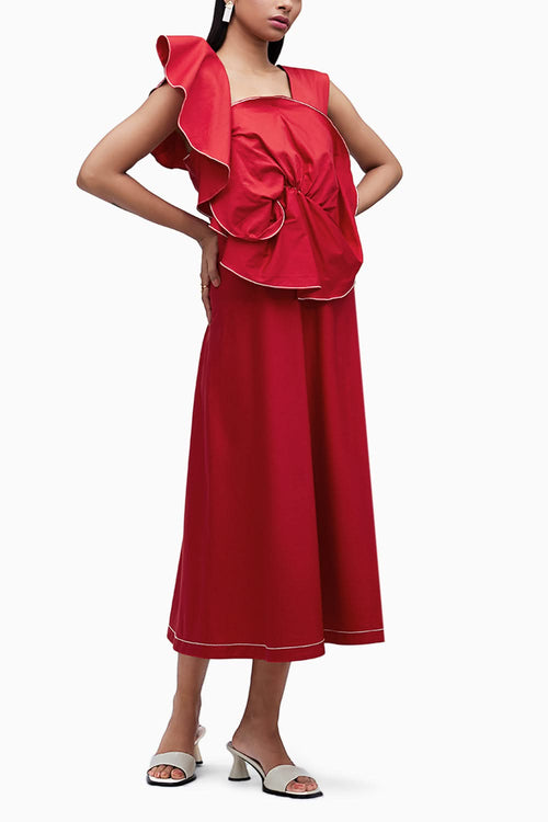 Echo Red Cotton Mesa Dress