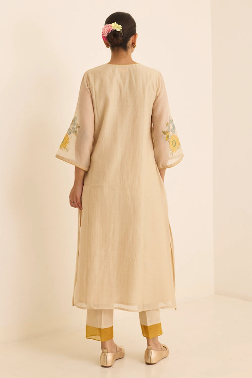 Ecru Floral Serene Kurta Set