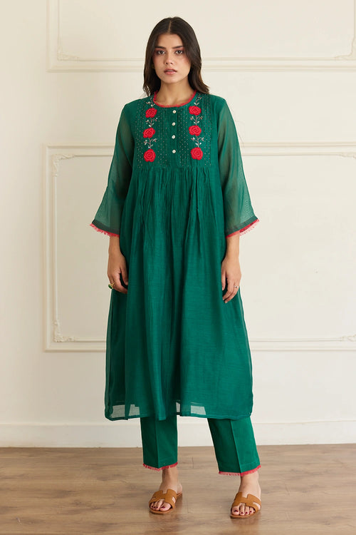 Emerald Enchantment Floral Co-ord Set