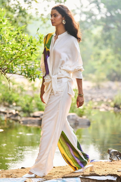 Printed Linen Side Tie Set