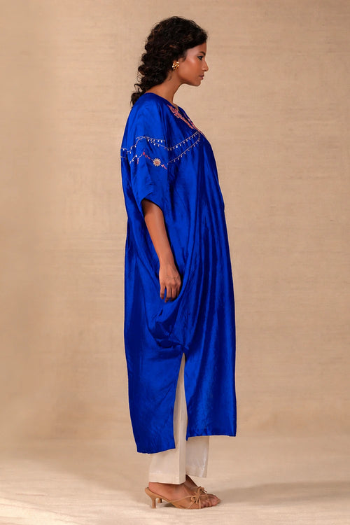 Silsila Blue Paisley Kaftan Set