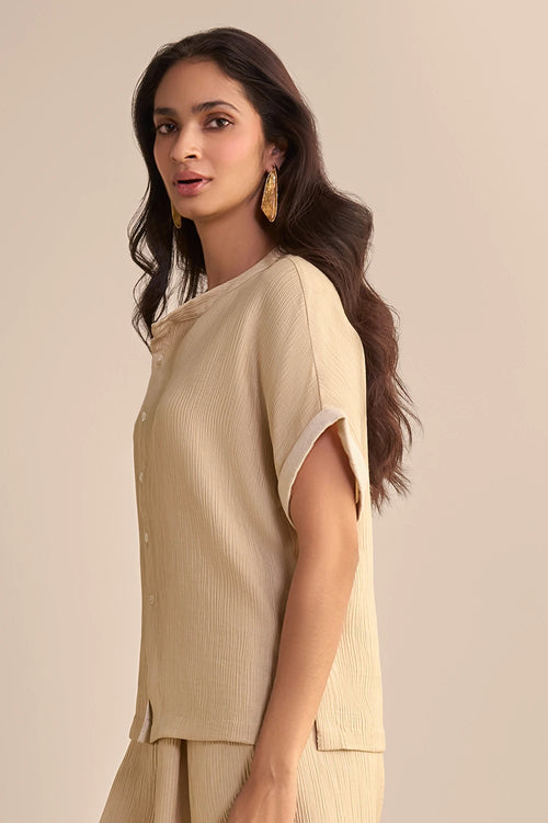 Textured Asymmetric Shirt
