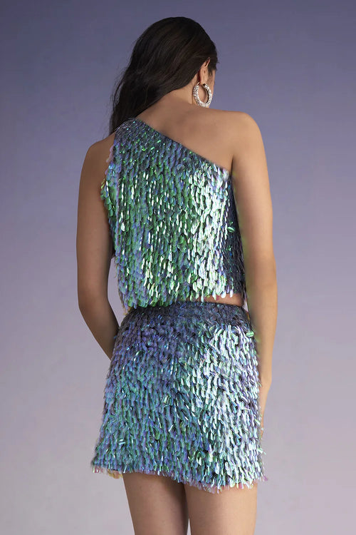 Iridescent Paillette Mini Skirt