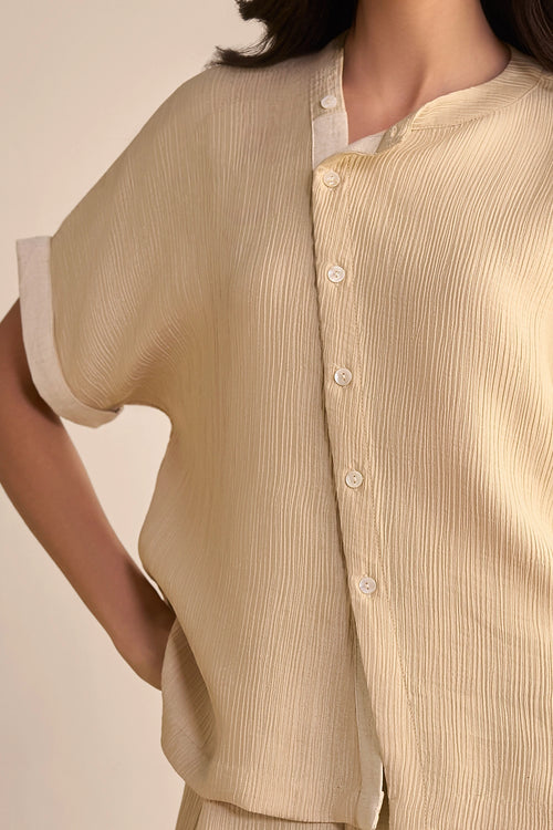 Textured Asymmetric Shirt And Pant Set