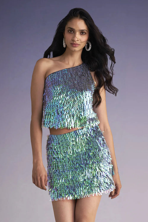 Iridescent Paillette Mini Skirt