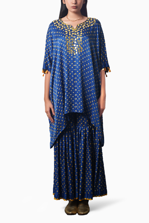 Blue Mumtaz Mirror Garara Set