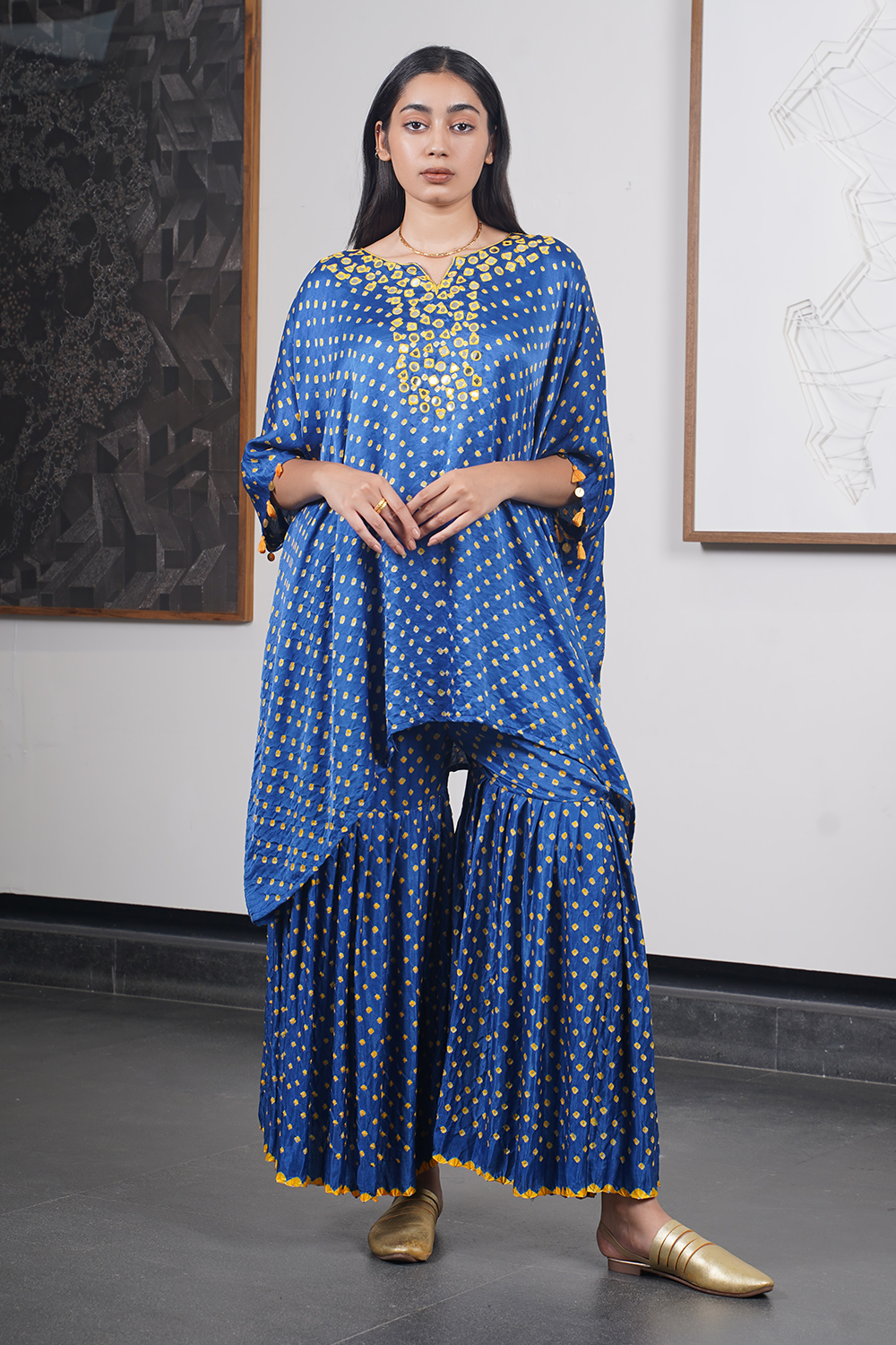 Blue Mumtaz Mirror Garara Set