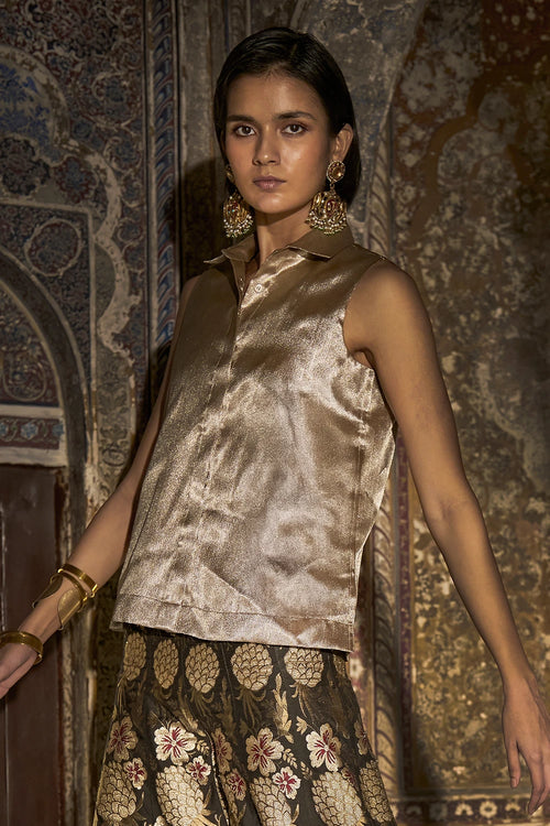 Benares Brocade Sleeveless Shirt