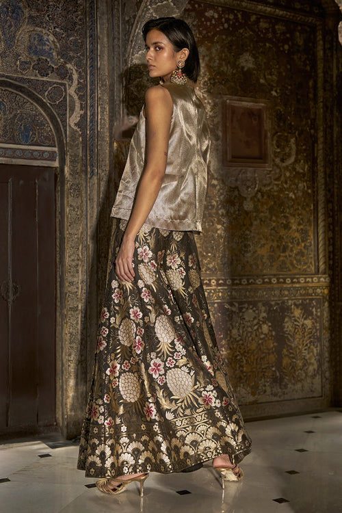 Benares Brocade Flared Motif Pant