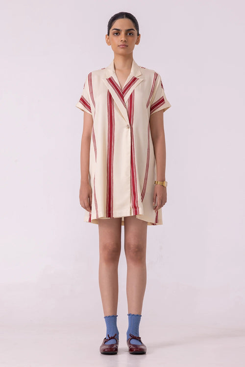 Amy Red Striped Blazer Dress