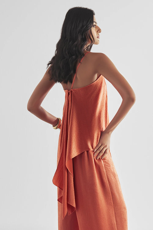 Back Knot Draped Textured Top