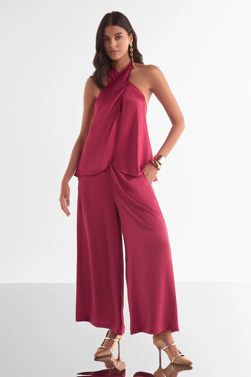 Front Overlap Top And Pant Set