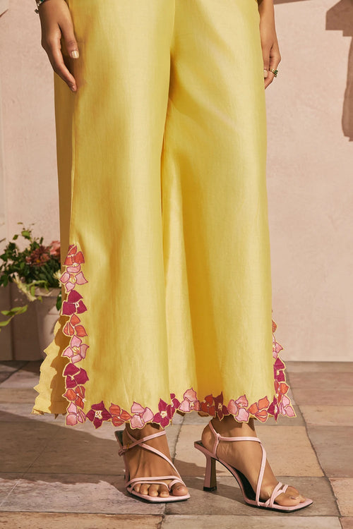Butter Yellow Bougainvillea Shirt With Pants